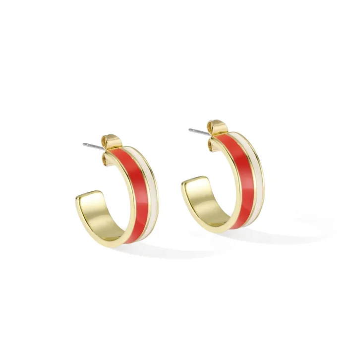 Bangle Hoop Earrings – White Sand / Tangerine