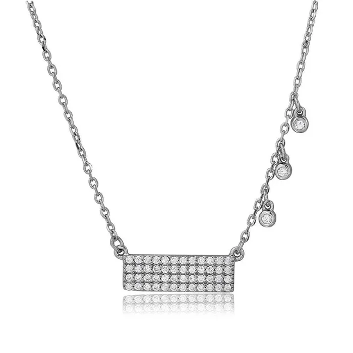 Barra de Plata 925 con Collar de 3 Piedras CZ Colgantes – BGP01093