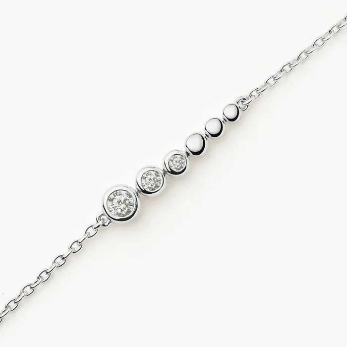 Beaded Stone Chain Bracelet | Silver Plated