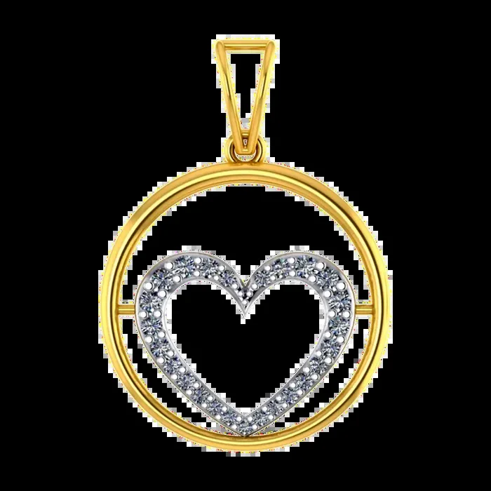 Beautiful 14k Gold Circular Pendant With A Heart Shape Design In It