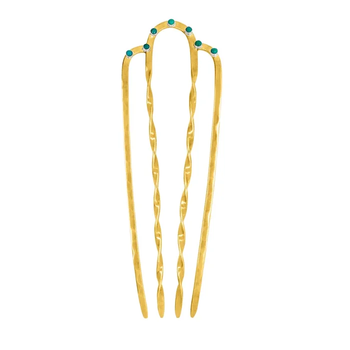 Bejeweled Hair Fork in Turquoise – 5″ L