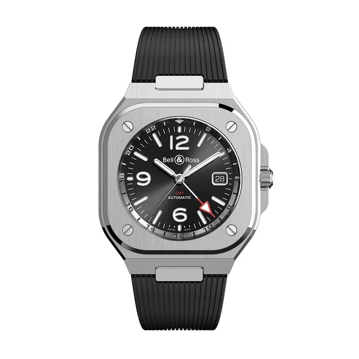 Bell & Ross BR 05 GMT Black Steel automatic rubber 41 mm – Lepage