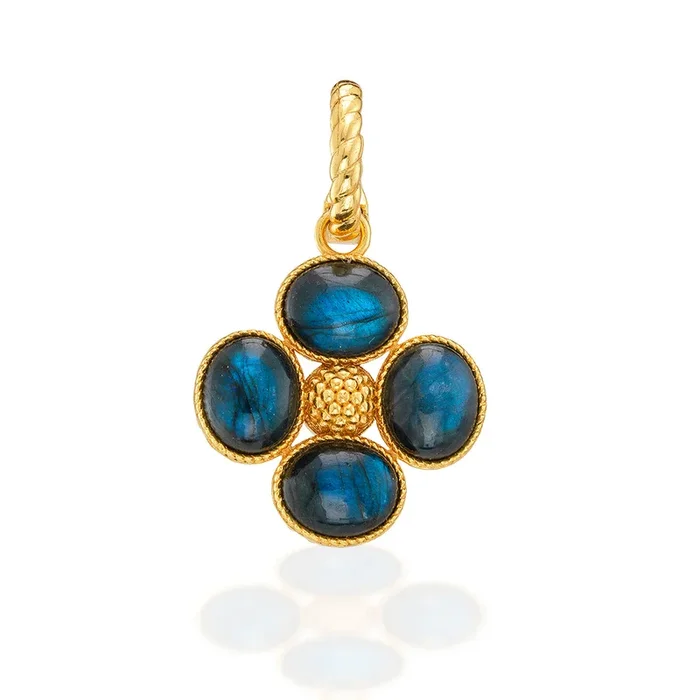Berry Clover Double Sided Pendant – Blue Labradorite