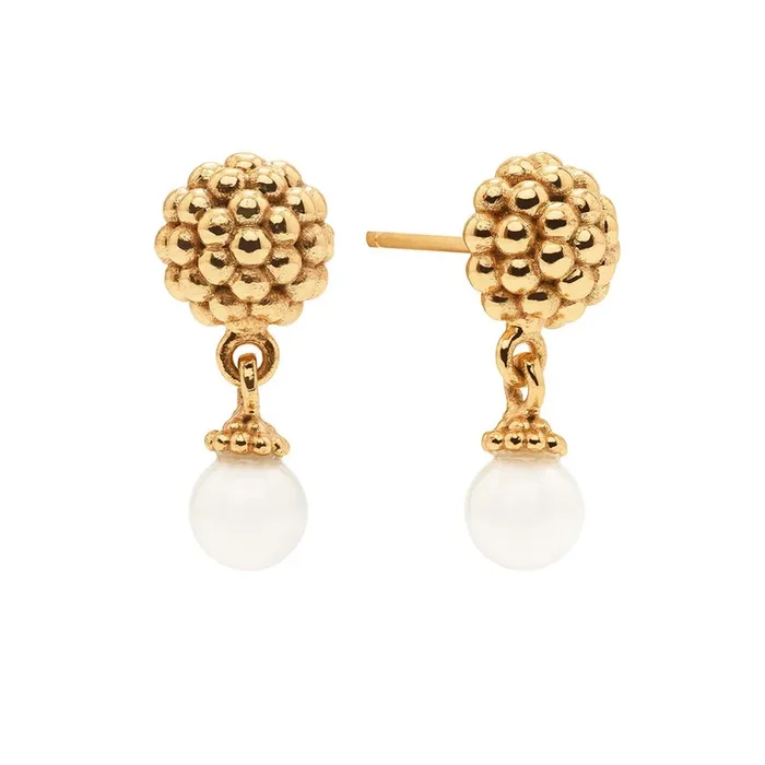 Berry Drop Stud Earrings – Pearl