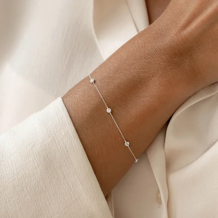 Bezel Set Diamond Bracelet 14k White Gold – Vilda