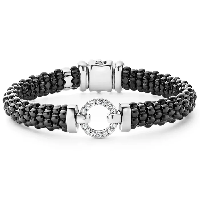Black Caviar Ceramic Diamond Circle Bracelet | 9mm