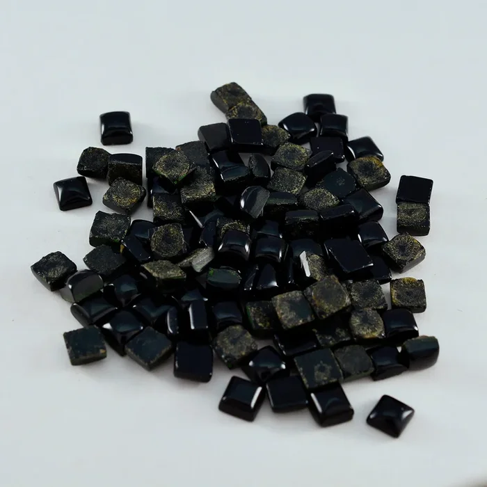 Black Onyx 10PC Tiny 4×4 MM Square Cabochon Black Luster semi Precious Precious Gemstone