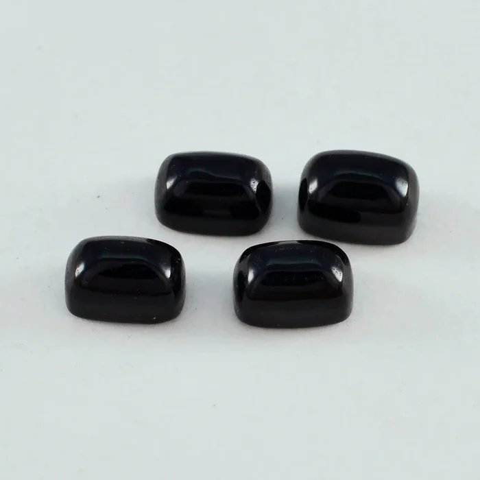 Black Onyx 10PC Tiny 4×6 MM Emerald Cabochon Black Fiery semi Precious Loose Gemstone