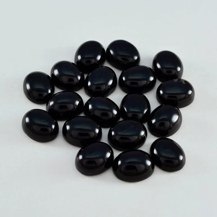 Black Onyx 10PC Tiny 4×6 MM Oval Cabochon Black Pure semi Precious Loose Gemstones