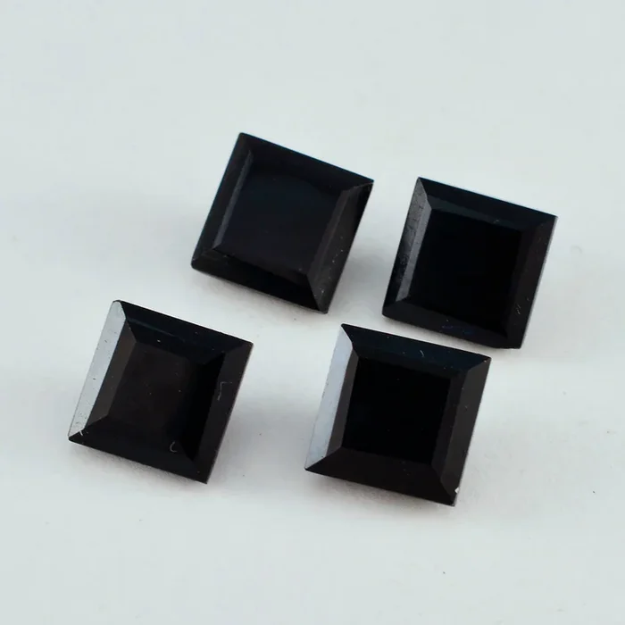 Black Onyx 1PC Large 12×12 MM Square Faceted Black High-Quality Semi Precious Loose Gemstones