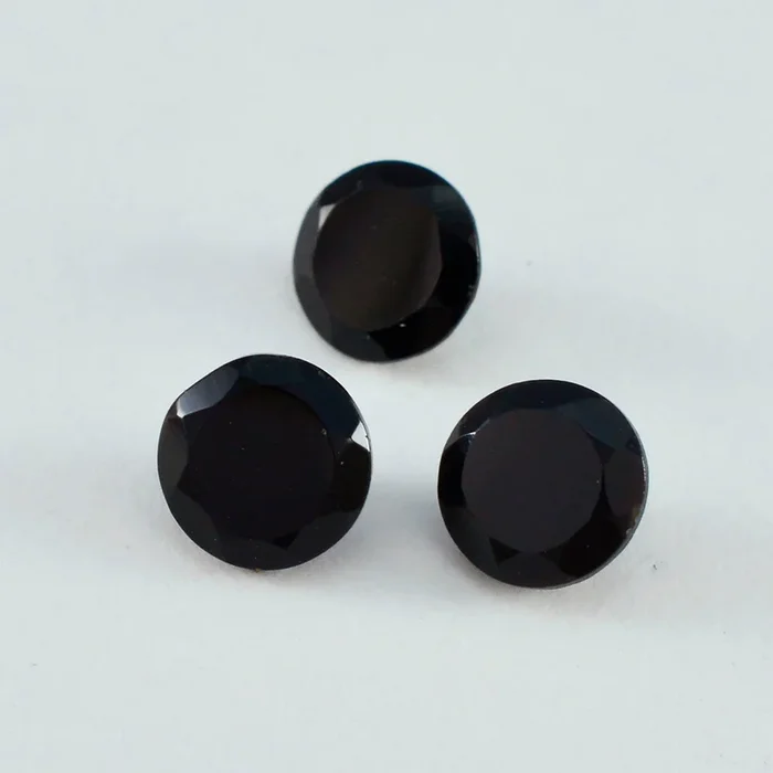 Black Onyx 1PC Tiny 6×6 MM Round Faceted Black Polished Semi Precious Loose Gems