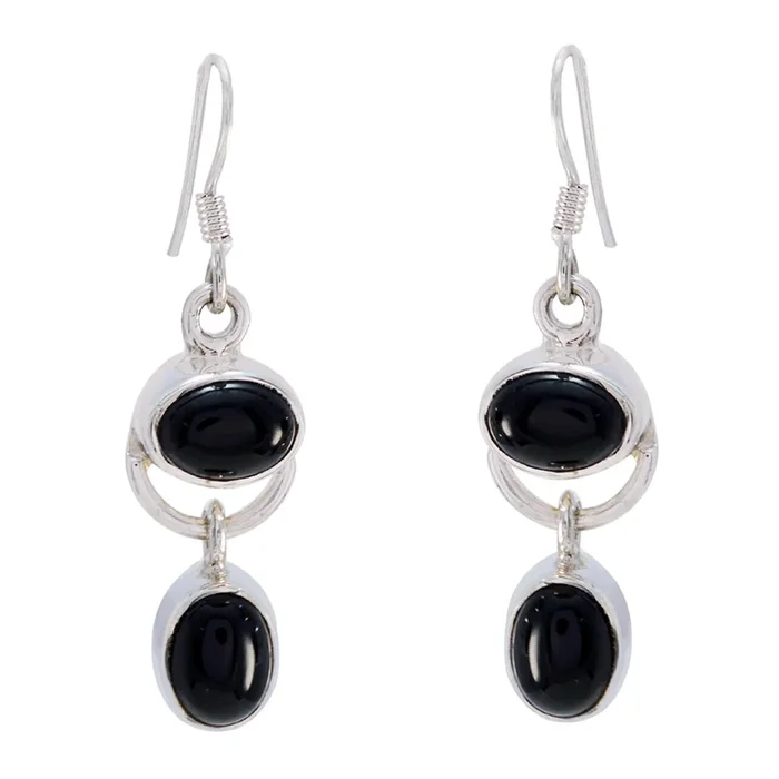 Black Onyx African Joaquina multiple Dangle Black 925 Sterling Silver Earring