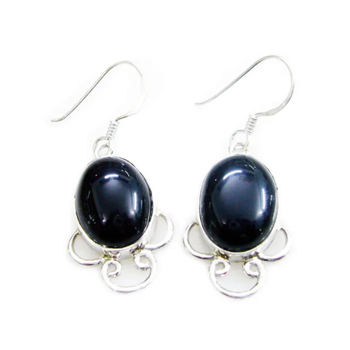 Black Onyx American Bella multiple Dangle Black Silver Earring