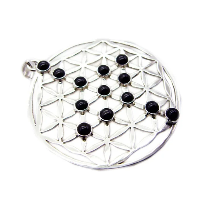 Black Onyx Chunky German Silver multiple Nora Geometric Black Pendant Jewelry