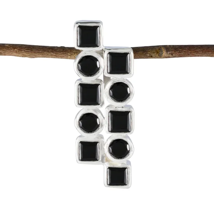 Black Onyx Eye-catching Egyptian 925 Silver deka Eva Engagement Black Pendant Jewelry
