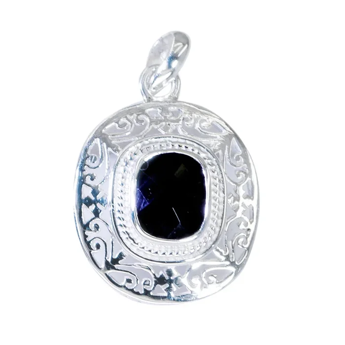 Black Onyx Eye-catching Italian 925 Silver Solitaire Hazel Retro Black Pendant Jewelry