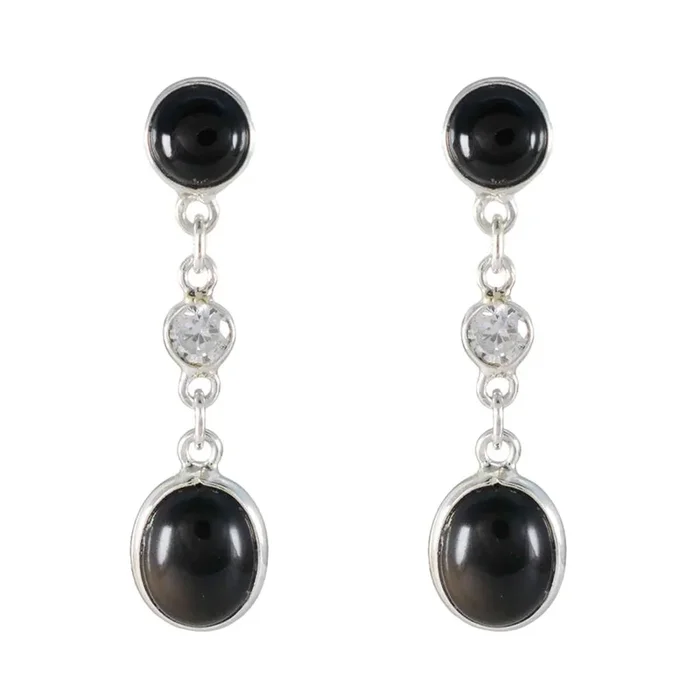 Black Onyx French Anna multiple Stud Black Sterling Silver Earring