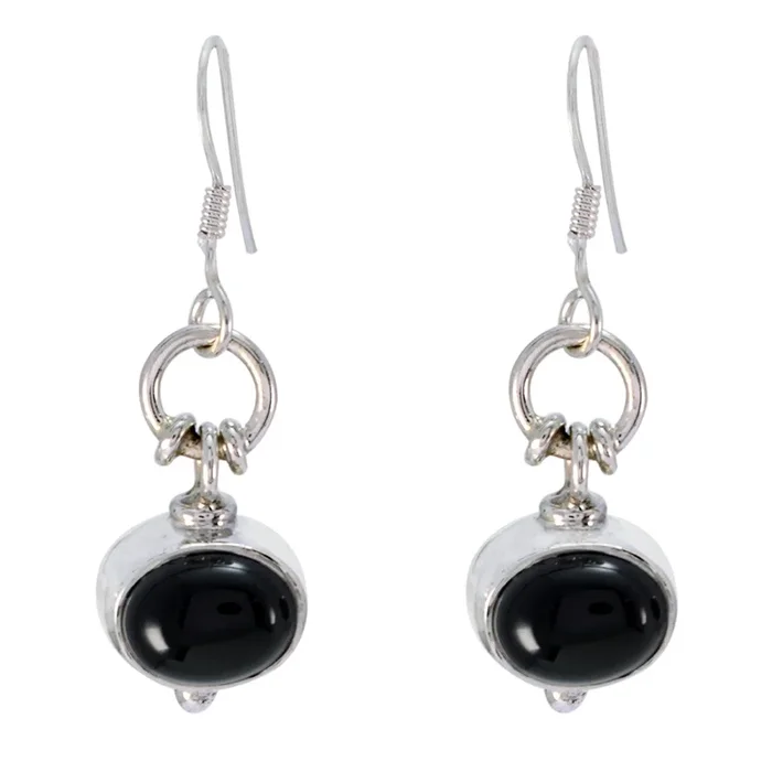 Black Onyx Italian Charlotte multiple Dangle Black 92.5 Silver Earring