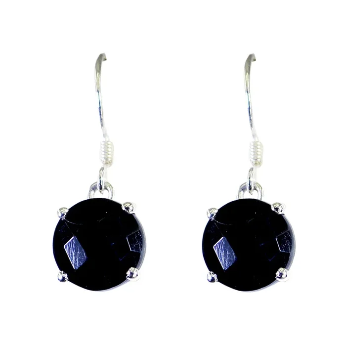 Black Onyx Italian Mia Solitaire Dangle Black Sterling Silver Earring