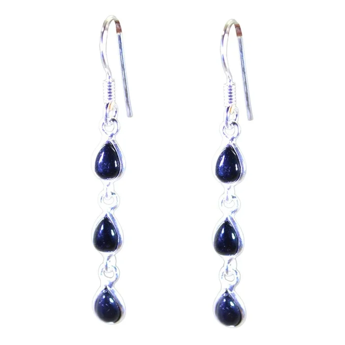 Black Onyx Korean Victoria multiple Dangle Black 925 Silver Earring