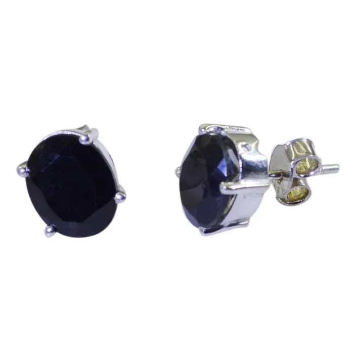Black Onyx Latin American Yasmin Solitaire Stud Black Silver Earring