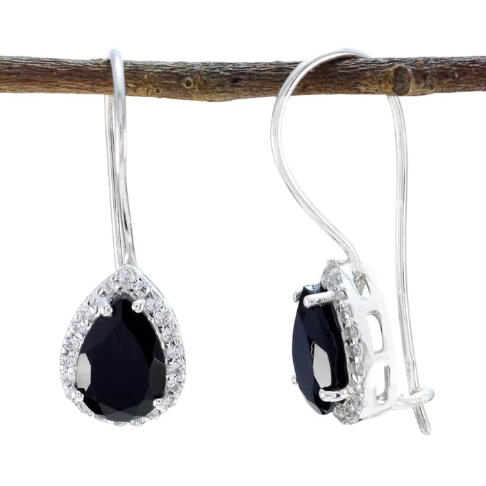 Black Onyx Mexican Hua multiple Dangle Black 925 Sterling Silver Earring