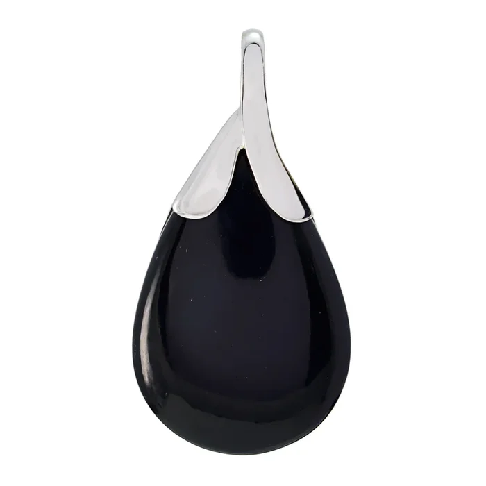 Black Onyx Mid-weight Mexican Sterling Silver Solitaire Freya wedding Black Pendant Jewellery