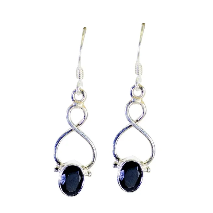 Black Onyx Middle Eastern Mila Solitaire Dangle Black 925 Sterling Silver Earring