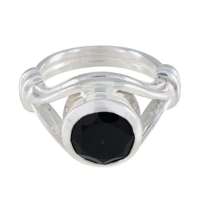 Black Onyx Solitaire Indian 92.5 Silver Black Gems Essential Romantic Ring Jewellery