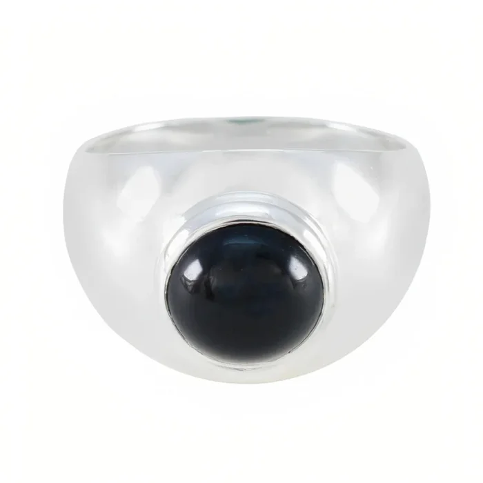 Black Onyx Solitaire Indian Sterling Silver Black Gemstone Eye-catching Trendy Ring Jewelry