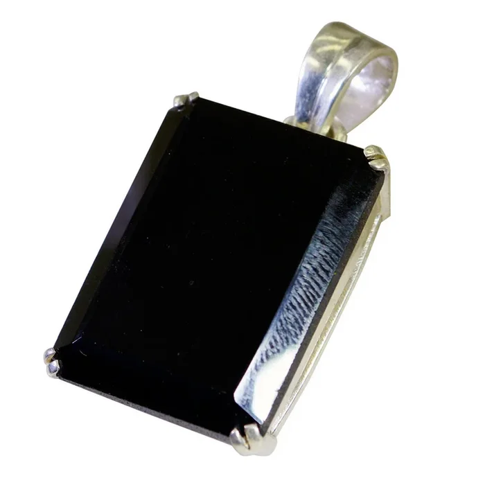 Black Onyx Statement French Silver Solitaire Evelyn Eternity Black Pendant Jewelry