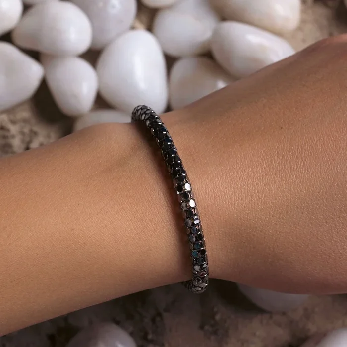 Black Rhodium Plated 925 Sterling Silver Coreana Italian Bracelet – ITB00003BLK