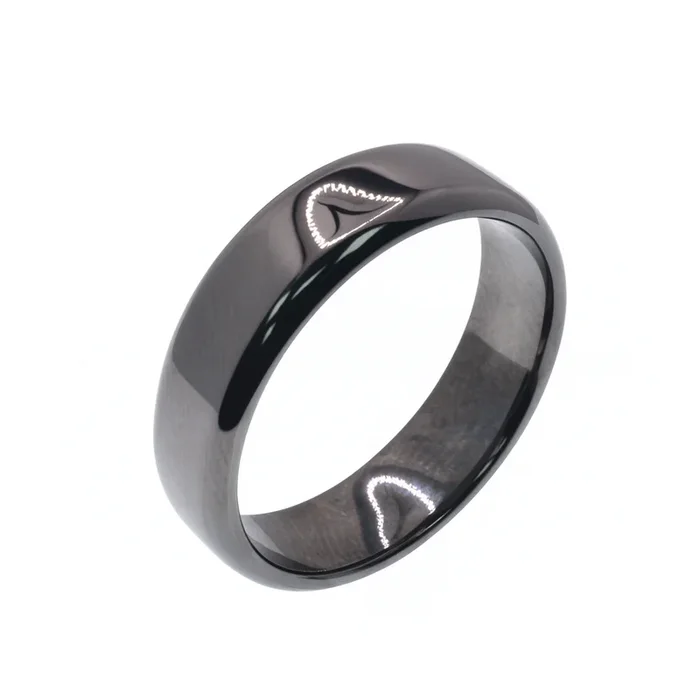 Black Rhodium Plated 925 Sterling Silver Men’s Plain Band 5.6mm Ring – TGR00002