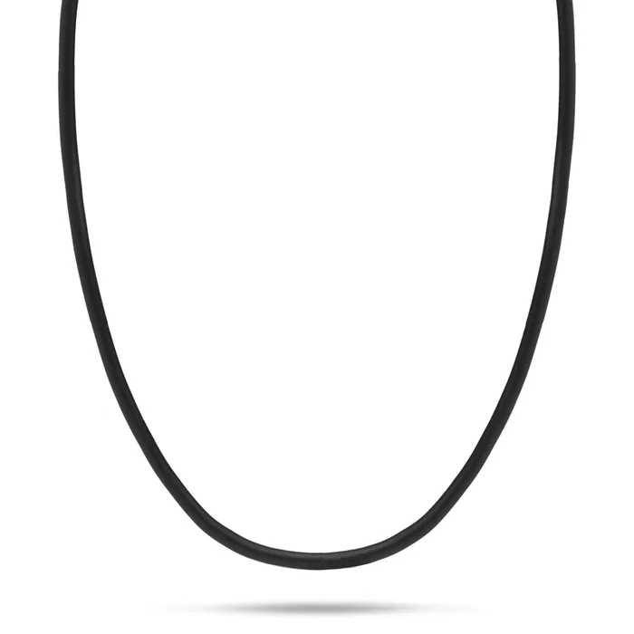 Black Rubber Cord Chain in Sterling Silver