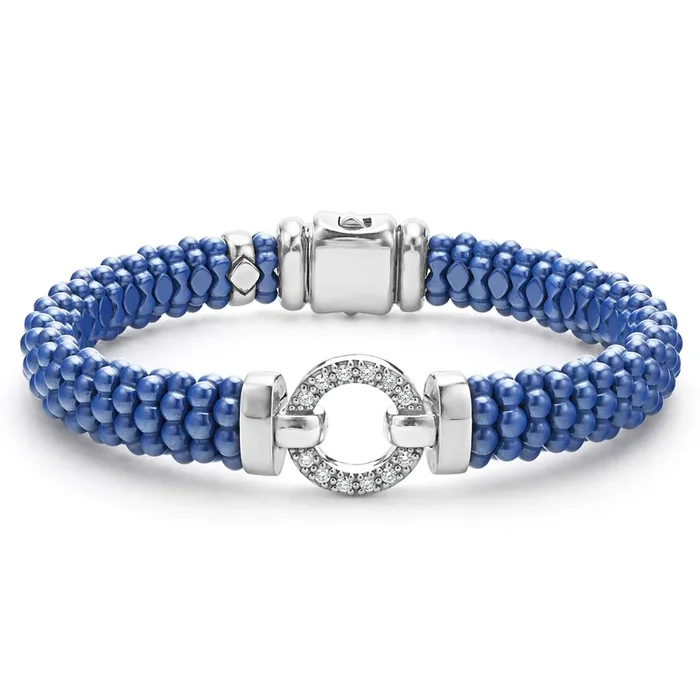 Blue Caviar Ceramic Diamond Circle Bracelet | 9mm