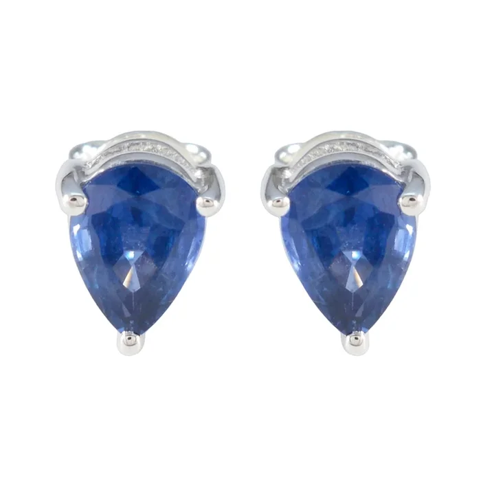 Blue Sapphire cz German Seo-yeon Solitaire Stud Blue Sterling Silver Earring