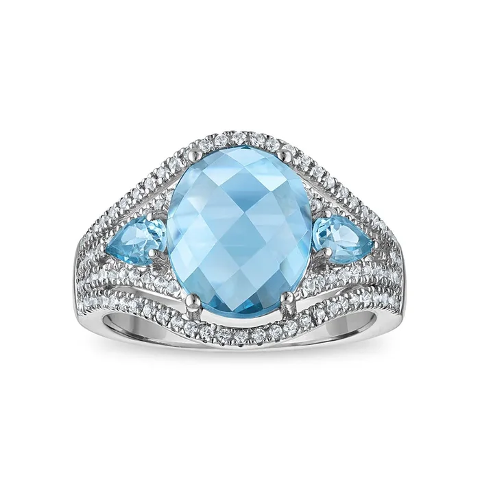 Blue Spinel and White Sapphire Ring in Sterling Silver