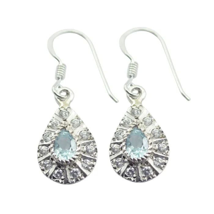 Blue Topaz American Agnes multiple Dangle Blue 925 Sterling Silver Earring