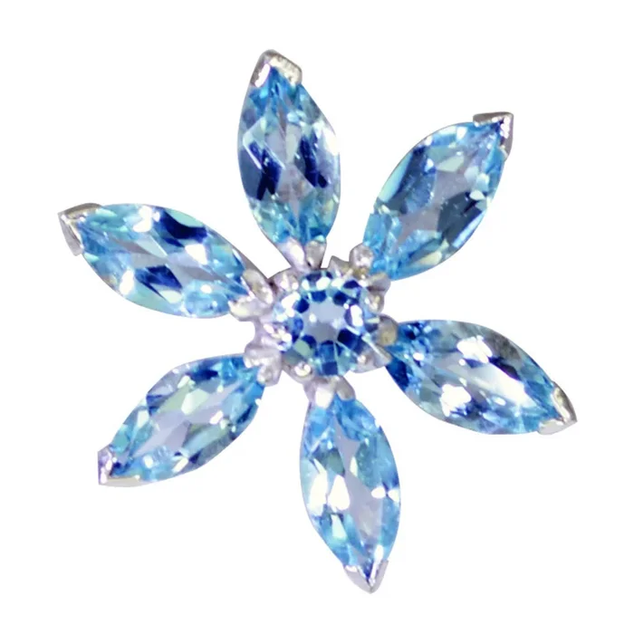 Blue Topaz Delicate Egyptian Silver Hepta Isabel Luxurious Blue Pendant Jewelry