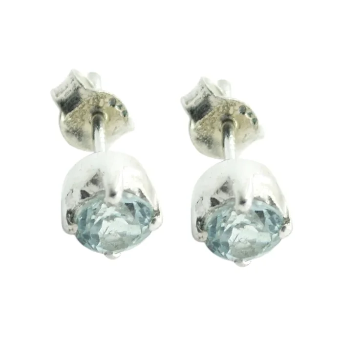Blue Topaz Egyptian Natalia Solitaire Stud Blue 925 Sterling Silver Earring