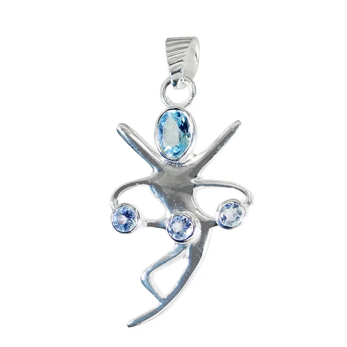 Blue Topaz Essential Russian 92.5 Silver quarter Grace Love Blue Pendant Jewellery