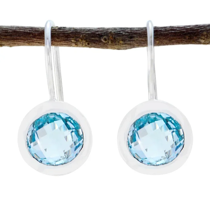 Blue topaz Japanese Autumn Solitaire Dangle Blue Silver Earring