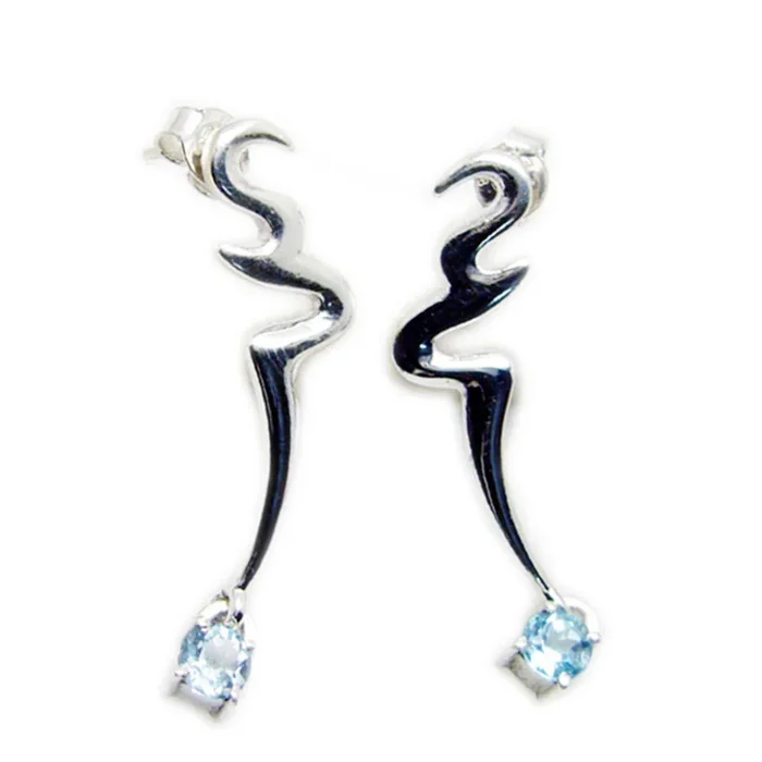 Blue Topaz Latin American Constanza Solitaire Dangle Blue 92.5 Silver Earring