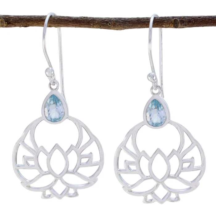 Blue topaz Latin American Li Lee Solitaire Dangle Blue Silver Earring