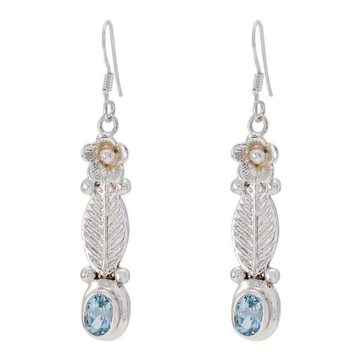 Blue topaz Latin American Nayara Solitaire Dangle Blue 925 Silver Earring