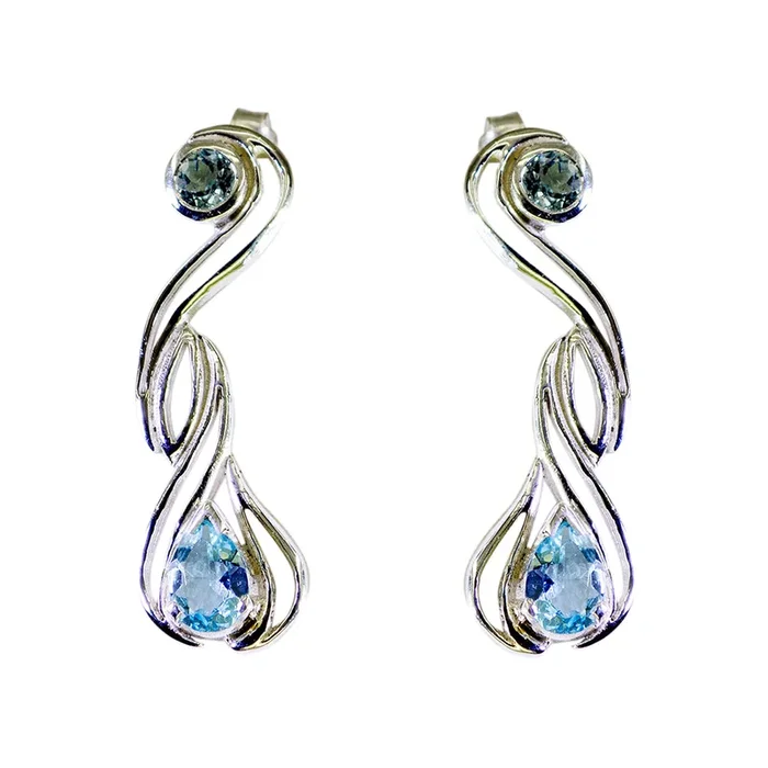 Blue topaz Moroccan Grace multiple Stud Blue 92.5 Silver Earring