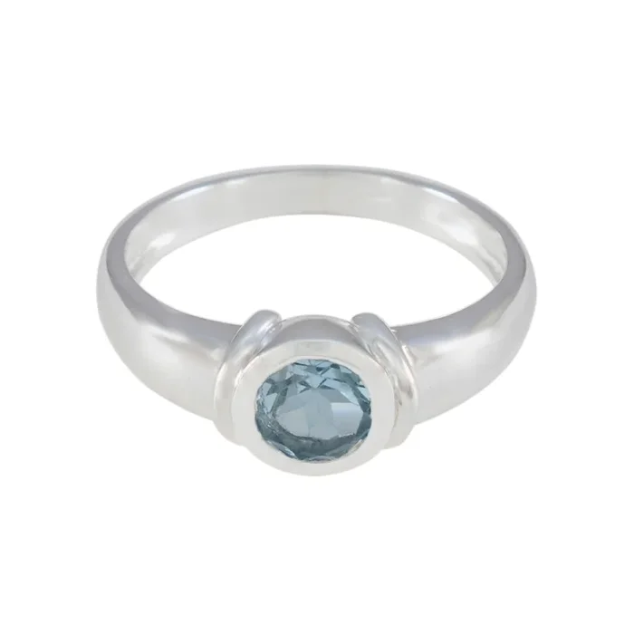 Blue Topaz Solitaire French 925 Silver Blue Gems Featherlight Fairytale Ring Jewelry