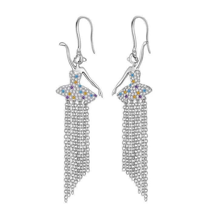 Boucles d’oreilles ballerine danseuse de Ballet, bijoux arc-en-ciel, cadeau d’anniversaire pour femmes et filles, en argent Sterling 925