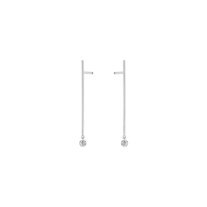 Boucles d’oreilles La Brune et La Blonde Majorette or blanc 2 diamants taille brillant 0,20 carat