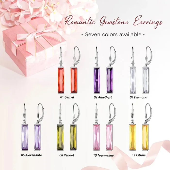 Boucles d’oreilles pendantes en cristal avec pierre de naissance pour femme, bijoux à levier, cadeau d’anniversaire